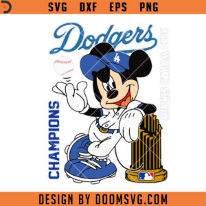 Mickey Dodgers SVG,Dodgers Champions 2023 SVG, Disney Football NFL Team SVG