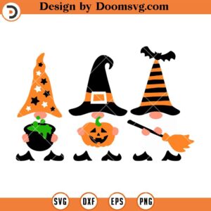 3 Gnomies Witch SVG, Cute Witchy Halloween SVG