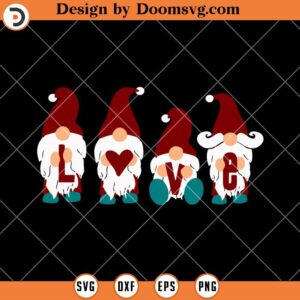 4 Gnomies Hugging Heart SVG, Gnomie Valentine SVG