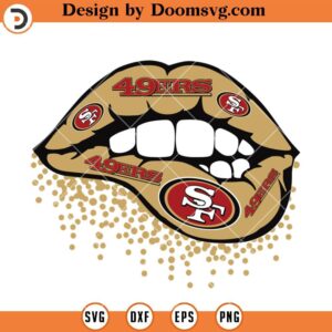 49ers Dripping Lips SVG, San Francisco 49ers Love SVG, NFL Football Team SVG Files For Cricut