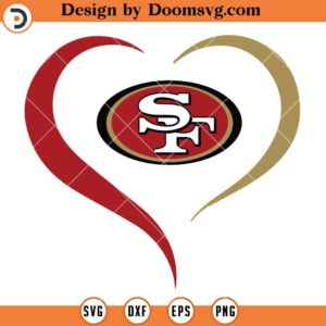 49ers Heart SVG, San Francisco 49ers Love SVG, NFL Football Team SVG Files For Cricut