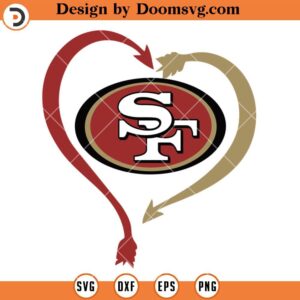 49ers Heart SVG, San Francisco 49ers Love SVG, NFL Football Team SVG Files For Cricut