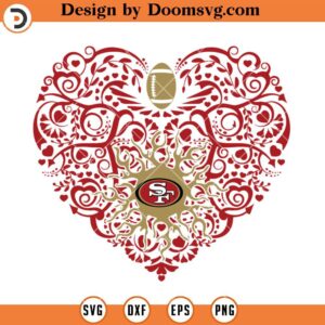 49ers Heart SVG, San Francisco 49ers Love SVG, NFL Football Team SVG Files For Cricut