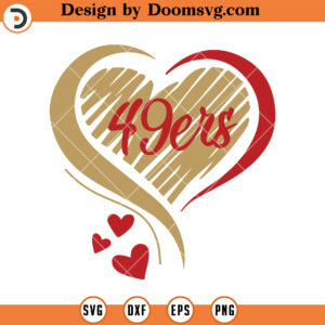 49ers Heart SVG, San Francisco 49ers SVG, NFL Football Team SVG Files For Cricut