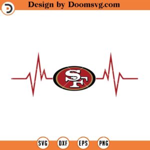 49ers Heartbeat SVG, San Francisco 49ers Love SVG, NFL Football Team SVG Files For Cricut