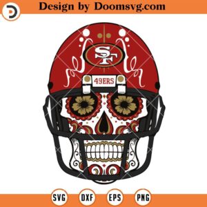 49ers Sugar Skull Helmet SVG, San Francisco 49ers Love SVG, NFL Football Team SVG Files For Cricut