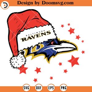 Baltimore Ravens Santa Hat SVG, Baltimore Ravens SVG, NFL Football Team SVG Files For Cricut