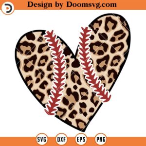 Baseball Mom Leopard SVG, Funny Softball Heart SVG