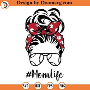 Baseball Mom Life Messy Bun With Headbands SVG, Baseball Mom SVG