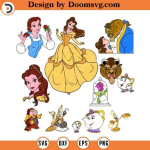 Beauty And The Beast Bundle SVG, Belle Princess Disney SVG Files For Cricut