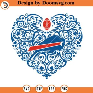 Buffalo Bills SVG, Bills Heart Logo SVG, NFL Football SVG, Football Team SVG V2