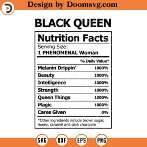 Black Queen Nutrition Facts SVG, Black History SVG, Black History Shirts SVG