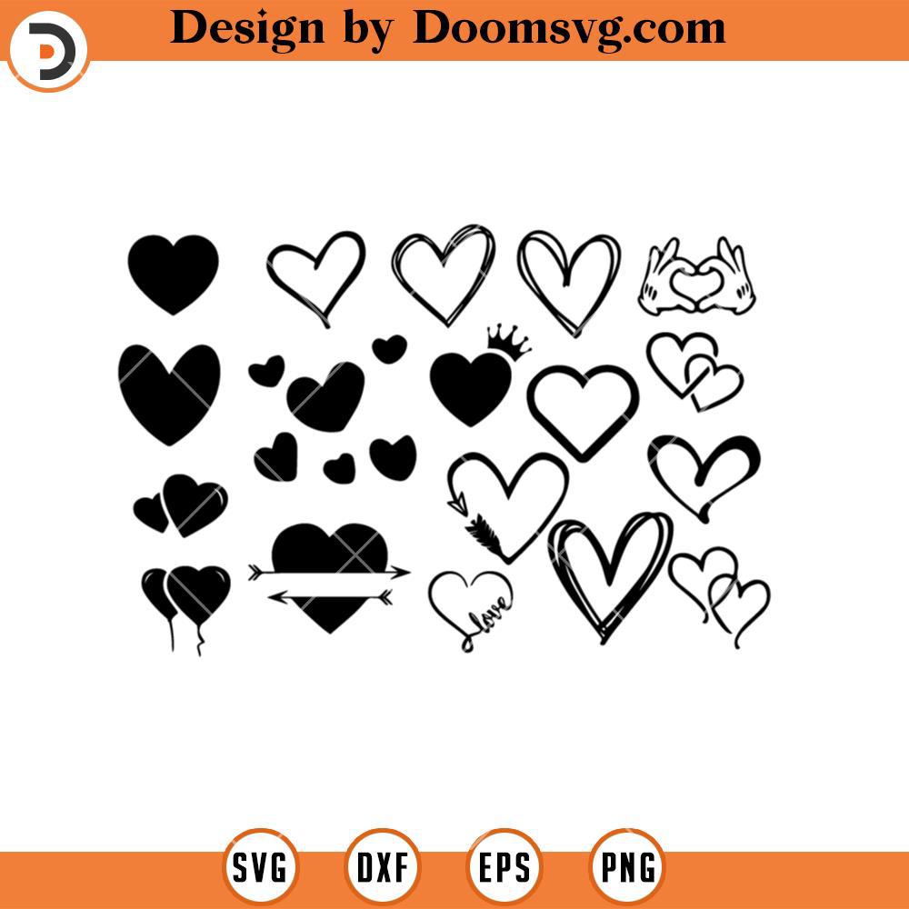 Bundle Heart Silhouette SVG, Heart Bundle SVG, Valentine Hearts SVG ...