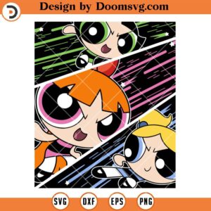 CN The Powerpuff Girls Action Shot Panels SVG, Cartoon SVG Files For Cricut