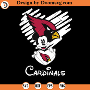 St Louis Cardinals SVG, Cardinals Heart Mickey SVG, Cardinals Logo Team NFL Football SVG