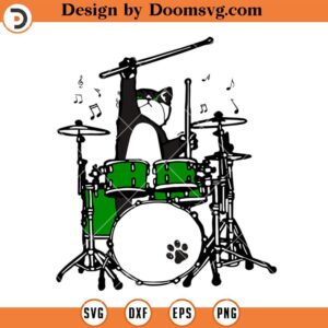 Cat Playing Drummer SVG, Drummer SVG, Cute Cat SVG