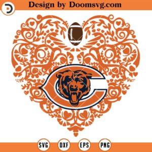 Chicago Bears Heart SVG, Chicago Bears SVG, NFL Football Logo Team SVG Files