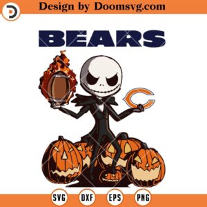 Chicago Bears Jack Skellington SVG, Halloween Chicago Bears SVG, NFL Football Logo Team SVG Files