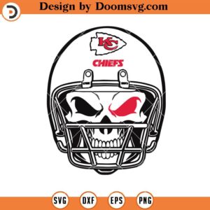 Chiefs Skull In Helmet SVG, Kansas City Chiefs SVG, NFL Football Team SVG Files For Cricut