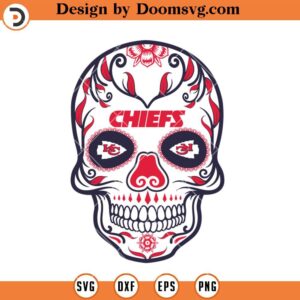 Chiefs Sugar Skull SVG, Kansas City Chiefs SVG, NFL Football Team SVG Files For Cricut