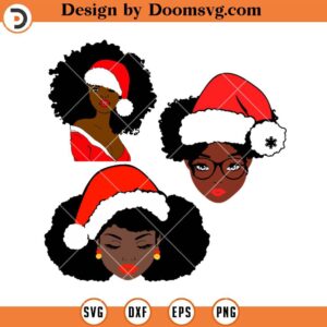 Christmas Black Girl SVG, Melanin SVG, Afro Woman SVG