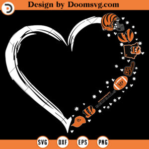 Cincinnati Bengals SVG, Cincinnati Bengals Heart SVG, NFL Football SVG