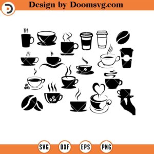 Coffee Mug Bundle SVG, Coffee Cup Bundle SVG, Coffee Silhouette SVG