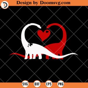 Couple Dinosaur SVG, White Red Dinosaur Valentine SVG