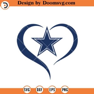 Dallas Cowboys Heart SVG, Dallas Cowboys Logo SVG, NFL Football Team SVG Files For Cricut