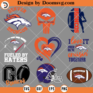 Denver Broncos Bundle SVG, Denver Broncos Logo, Name, Heart, Heart, Helmet SVG V2