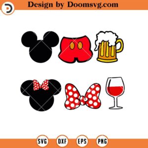 Disney Mickey Minnie Outfit SVG, Drink Couple Mickey SVG, Disney SVG Files For Cricut