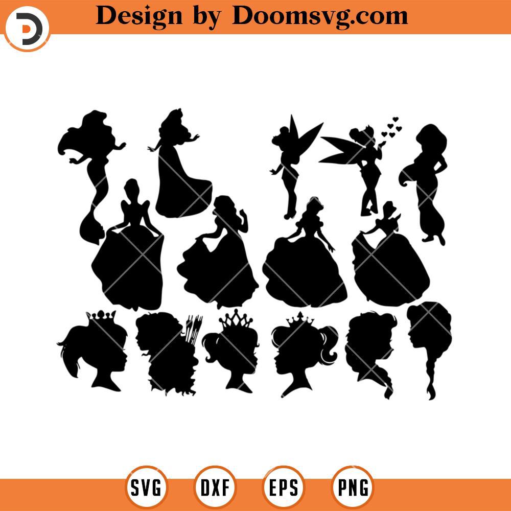 Disney Princess Silhouette SVG, Disney Princess Bundle SVG - Doomsvg