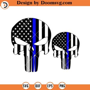 Distressed Police Flag SVG, Skullcap Thin Blue Line Police SVG, Police SVG