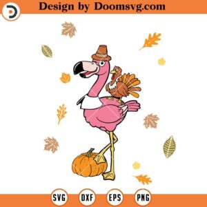 Flamingo Thanksgiving SVG, Autumn Animal SVG