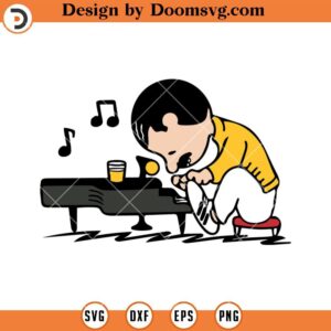 Freddie Mercury Piano Chibi SVG, Freddie Mercury SVG, Queen SVG