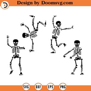 Funny Dancing Skeleton SVG, Halloween Silhouette SVG
