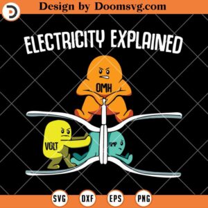 Funny Electricity Explained SVG, Ohm Volt Amp SVG, Electrician SVG