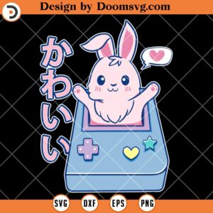Gamer Kawaii Rabbit SVG, Bunny Cute Kawaii SVG, Gamer SVG
