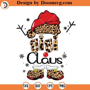 Gigi Santa Claus SVG, Christmas Leopard Pattern Family SVG