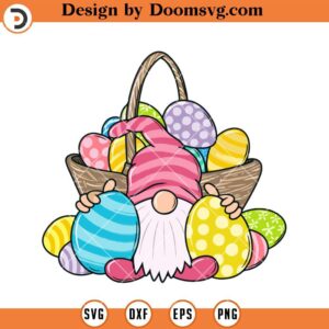 Gnome And Eggs Basket SVG, Easter Gnomes SVG