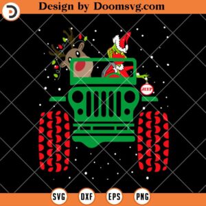 Grinch Drive Jeep SVG, Grinch Christmas Deer SVG