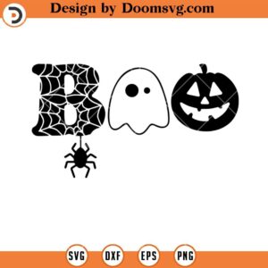 Halloween Boo SVG, Pumpkin Ghost Spider Web SVG