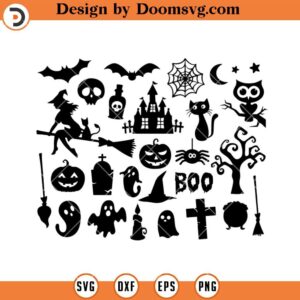 Halloween Silhouette Bundle SVG, Halloween Witch SVG, Halloween Ghost SVG