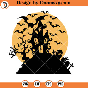 Halloween Silhouette SVG, House Haunted SVG