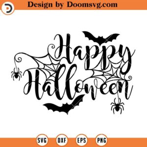 Happy Halloween Spider Web Silhouette SVG, Halloween SVG