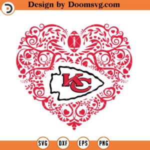 Heart Chiefs Logo SVG, Kansas City Chiefs SVG, NFL Football Team SVG Files For Cricut