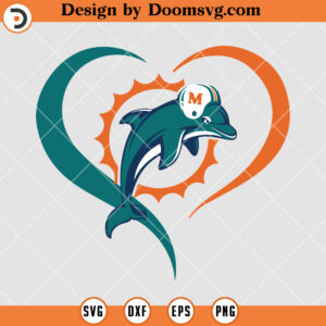 Miami Dolphins SVG, Heart Miami Dolphins SVG, NFL Football Team SVG