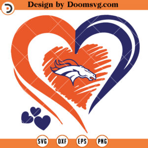 Denver Broncos SVG, Hearts Denver Broncos SVG, NFL Football Team SVG