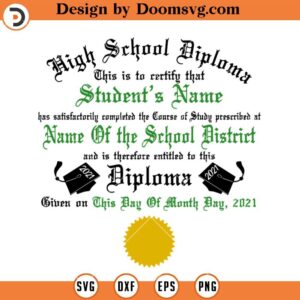 High School Diploma SVG, Graduation Certifications SVG