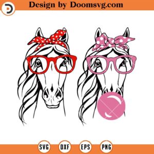 Horse Bandana Glasses Bubble SVG, Funny Horse SVG